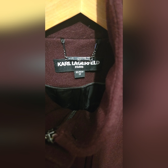 Karl Lagerfeld Burgundy Coat, size xs - Picture 3 of 7
